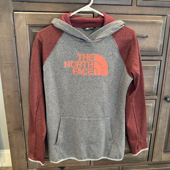 The North Face Hoodie Women Size M Pullover Hiking Grey Red Shirt Jacket - Picture 1 of 8